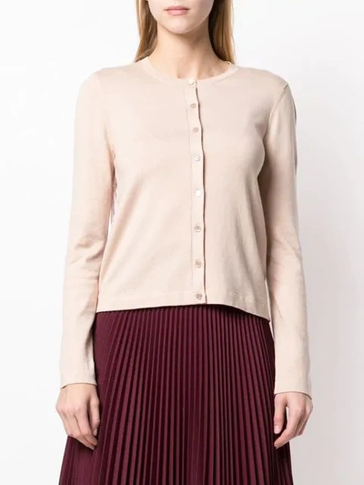 Shop Red Valentino Pleated Knitted Cardigan In 377 Nudo