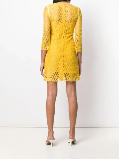 Shop Pinko Lace Short Dress In Yellow