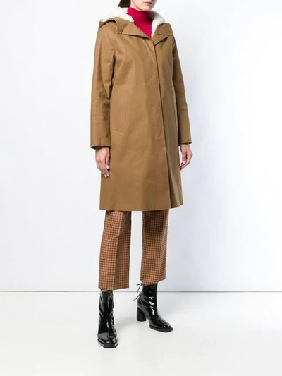 Shop Mackintosh Buttoned Trench Coat In Brown