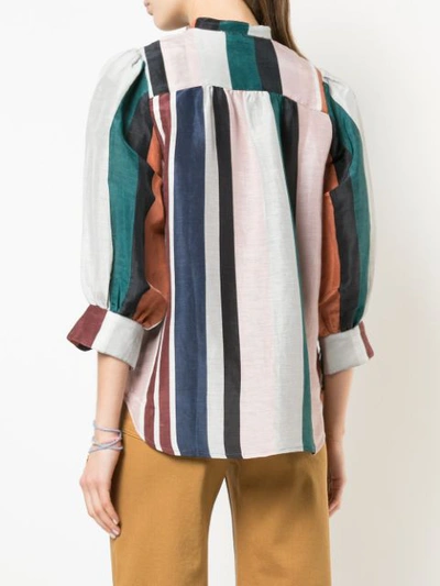 Shop Apiece Apart Colour Block Stripe Blouse - Orange