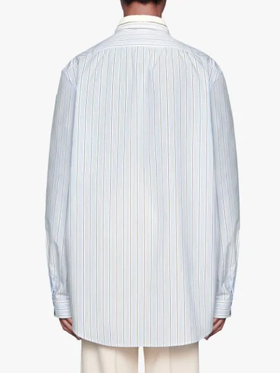 Shop Gucci Striped Oversize Cotton Shirt In Blue