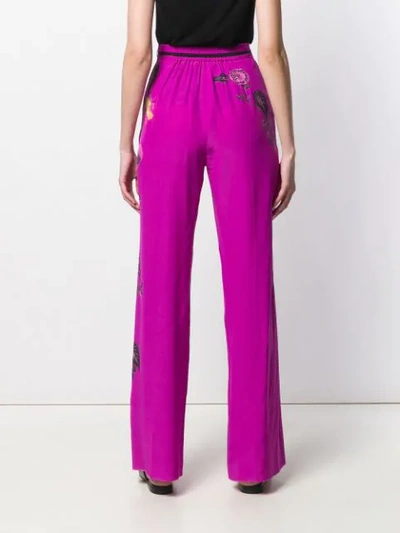 Shop Etro High-waisted Floral Wide Leg Trousers In Purple