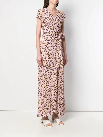 ANDAMANE LEOPARD PRINT WRAP DRESS - 粉色