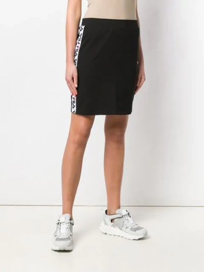Shop Fila Logo Stripe Pencil Skirt In Black