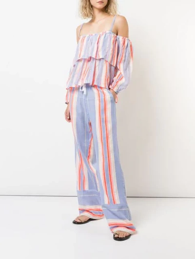 Shop Lemlem Fiesta Striped Beach Trousers In Purple