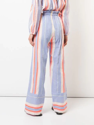 Shop Lemlem Fiesta Striped Beach Trousers In Purple