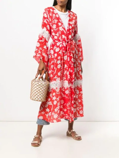 Shop Athena Procopiou Farah Floral Kimono Dress - Red