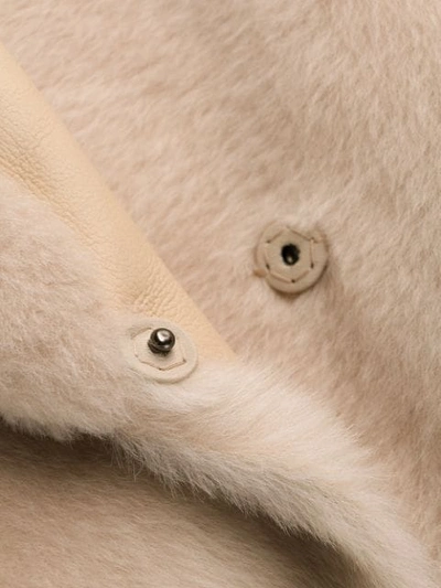 Shop Brunello Cucinelli Shearling Trench Coat In Neutrals