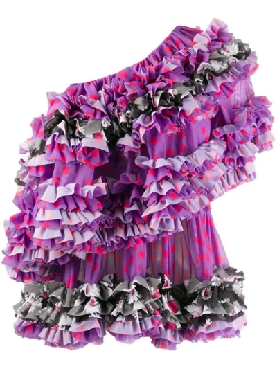 Shop Molly Goddard Ruffle-trimmed Blouse In Purple