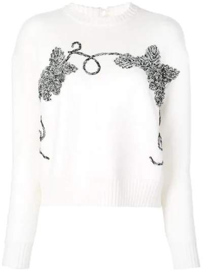 Shop Oscar De La Renta Ivory Knitted Sweatshirt In White