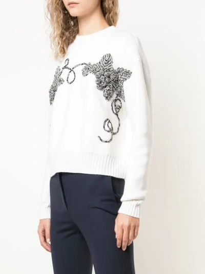 Shop Oscar De La Renta Ivory Knitted Sweatshirt In White