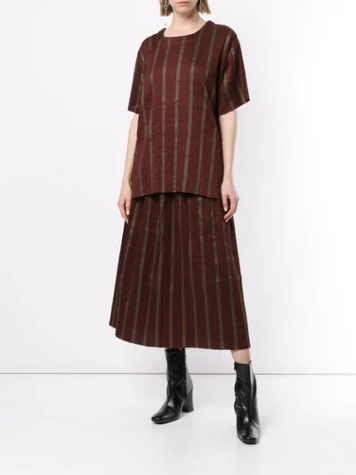 Shop Uma Wang Striped Short-sleeve Top In Red