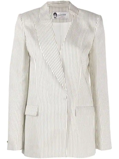 Shop Lanvin Asymmetric Striped Blazer In White