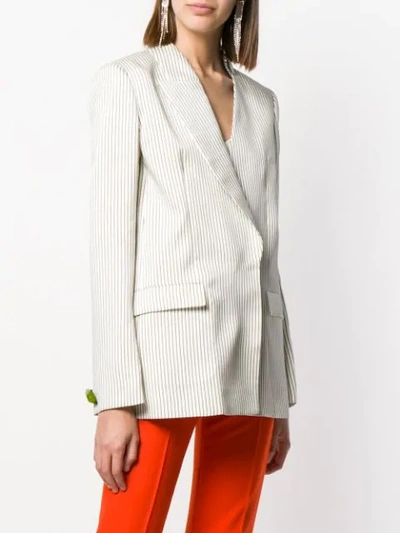 Shop Lanvin Asymmetric Striped Blazer In White