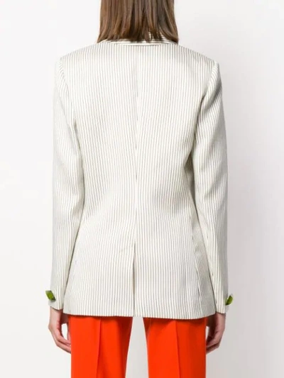 Shop Lanvin Asymmetric Striped Blazer In White