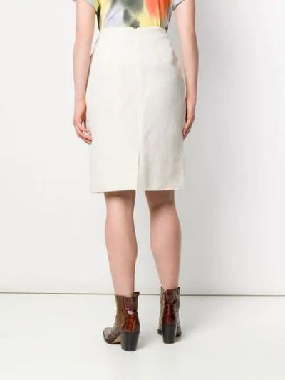 Shop Aalto Button Detail Straight Skirt In Neutrals