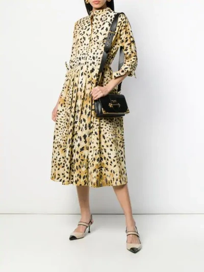 Shop Prada Leopard Print Shirt Dress In Neutrals