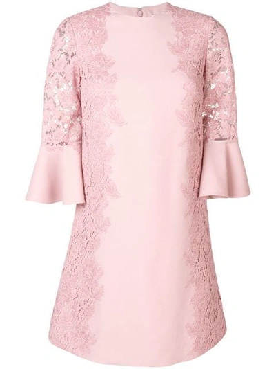 Shop Valentino Lace Trim Mini Dress In S86 Pink