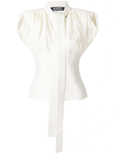 Shop Jacquemus Slim Pleated Shirt - White