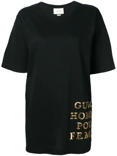 Shop Gucci Oversized Sequin Detail T-shirt In Black