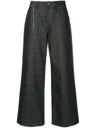 Shop Marni Denim Wide Leg Trousers In Blue