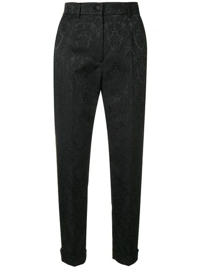Shop Dolce & Gabbana Jacquard Cropped Trousers In Black