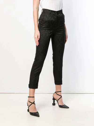 Shop Dolce & Gabbana Jacquard Cropped Trousers In Black