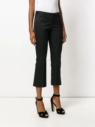 Shop Alberto Biani Embroidered Cropped Trousers In Black