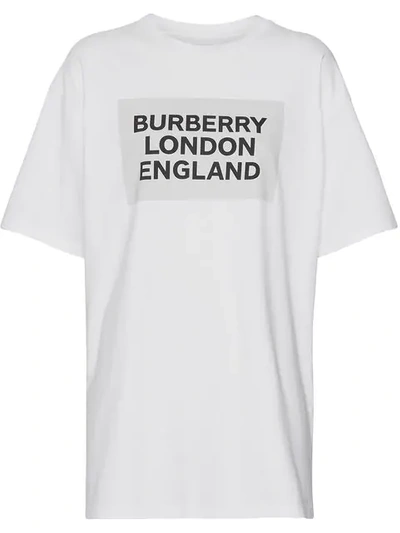 Shop Burberry T-shirt Mit Logo-print In 10700 Optic White