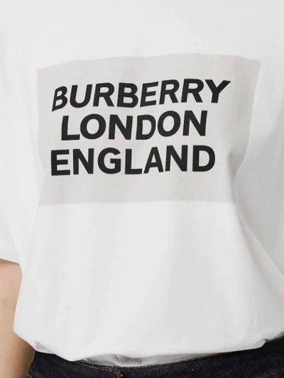 BURBERRY LOGO印花弹性棉质T恤 - 白色