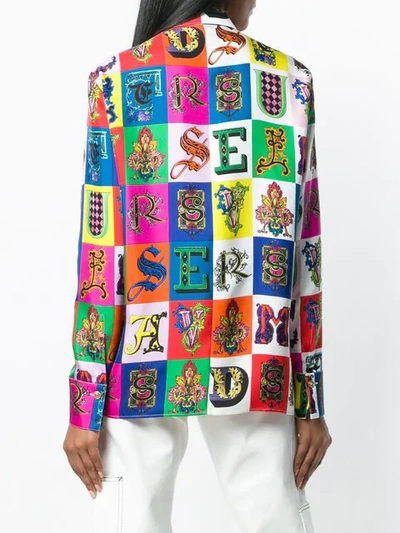 Shop Versace Alphabet Print Shirt In Blue