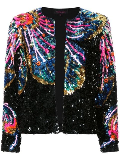 Shop Manish Arora Lower Pattern Sequin Jacket In Black