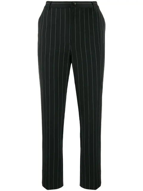 black striped trousers