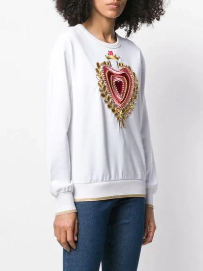 Shop Escada Embroidered Chest Jumper In White