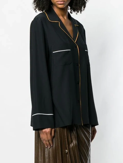 Shop Fendi Embroidered Pyjama Shirt In Black