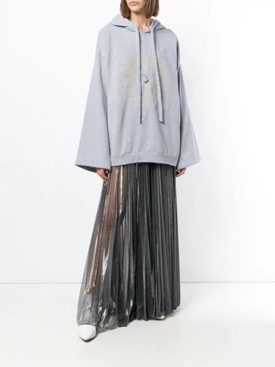 Shop Atu Body Couture Pleated Palazzo Trousers In Silver