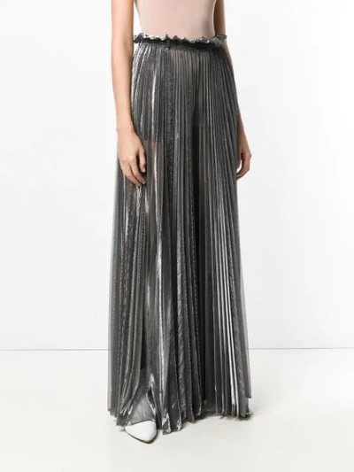 Shop Atu Body Couture Pleated Palazzo Trousers In Silver
