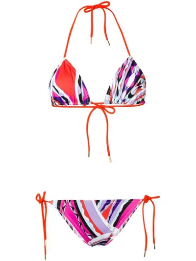 Shop Emilio Pucci Burle Print Triangle Bikini In Pink