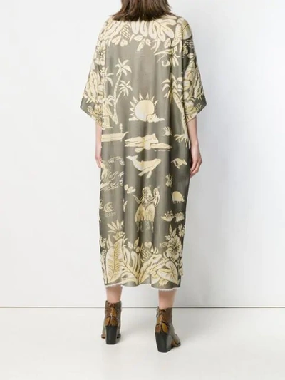 Shop Alanui Long Printed Shirt Dress In Green