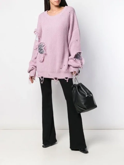 Shop Almaz Oversized Distressed Jumper In Pink