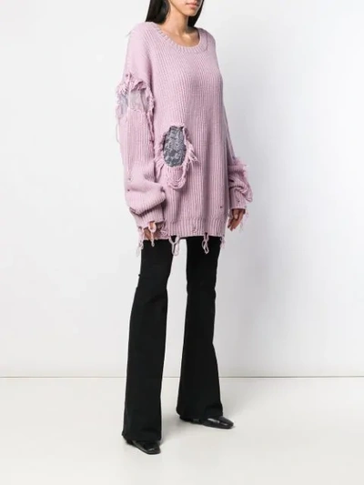 Shop Almaz Oversized Distressed Jumper In Pink