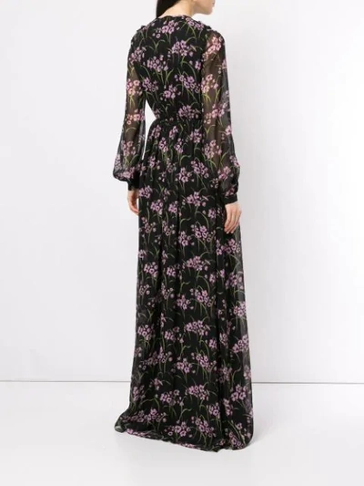 Shop Giambattista Valli Floral Flared Maxi Dress In Black
