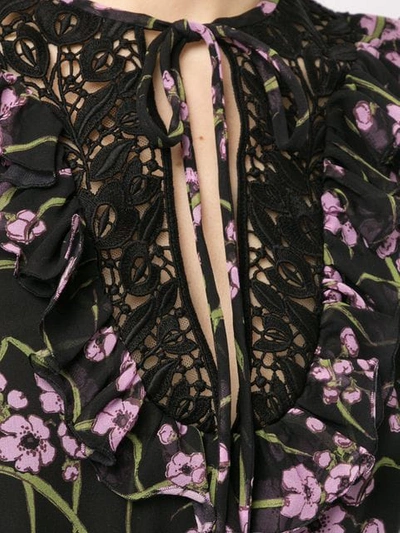 Shop Giambattista Valli Floral Flared Maxi Dress In Black