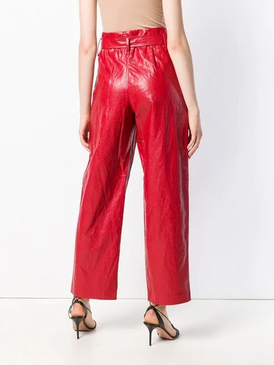 Shop 8pm Vinyl Flared Trousers In Red