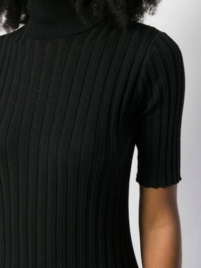 Shop Bottega Veneta Roll-neck Short Sleeve Sweater In 1000 Nero