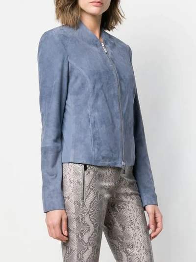 Shop Arma Short Textured Jacket In Blue