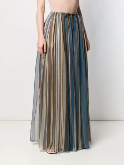 Shop Brunello Cucinelli Pleated Long Skirt In Blue