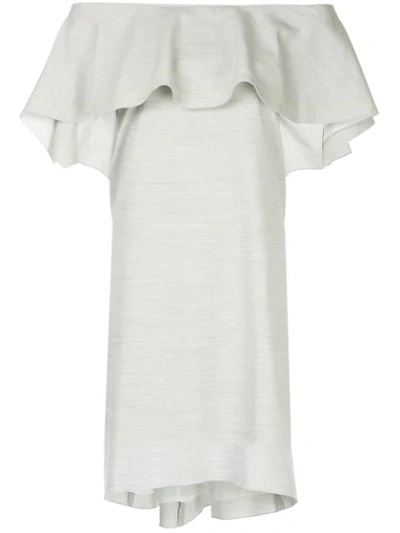 Shop Comme Moi Off The Shoulder Ruffled Dress In Grey