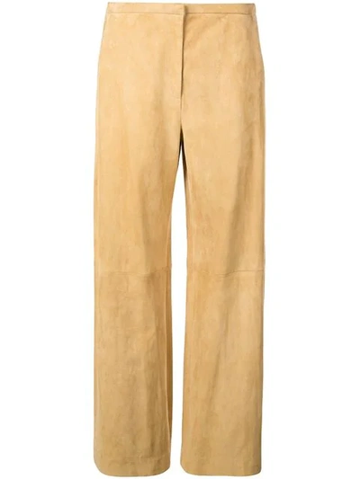 Shop Khaite Straight Leg Trousers In Sand