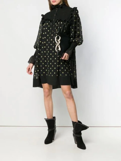 Shop Philosophy Di Lorenzo Serafini Midi Dress With A Ruffled Design In Black